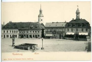 Radeburg. Markt mit Ratskeller und Ladengeschäften