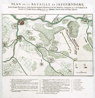 WHK 24 Deutscher Siebenjähriger Krieg 1756-1763: Plan der Schlacht bei Groß-Jägersdorf zwischen den Preußen unter Feldmarschall von Lehwald und den Russen unter Prinz Apraxin, 30. August 1757