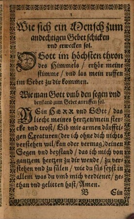 Zwölff Geistliche Andachten : darinnen gar schöne trostreiche Gebet begriffen, Welches die rechte bewerte heilsame Mittel, dadurch man einen gnedigen Gott ... erlangen und behalten kan