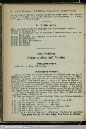 Dritte Abtheilung. Korporationen und Vereine