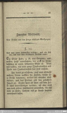 Zweyter Abschnitt. Vom Messen und den hierzu nöthigen Werkzeugen