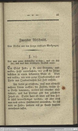 Zweyter Abschnitt. Vom Messen und den hierzu nöthigen Werkzeugen