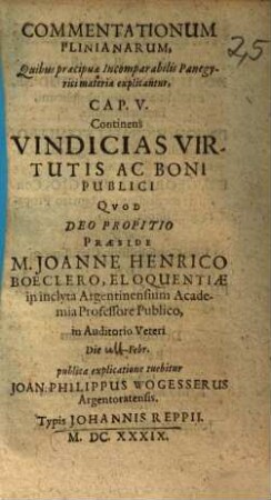 Vindicias Virtutis Ac Boni Publici
