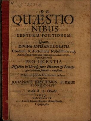 De quaestionibus centuria positionum