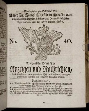 No. 40. Montags, den 4ten October, 1756.