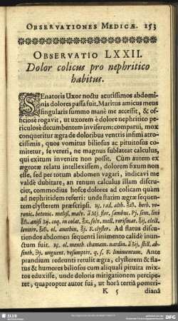 Observatio LXXII. Dolor colicus pro nephritico habitus