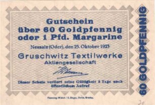 Warengutschein der Firma Gruschwitz Textilwerke AG in Neusalz an der Oder