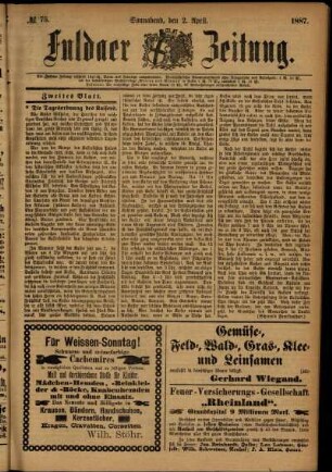 Ausgabe vom Samstag, den 02. April 1887.