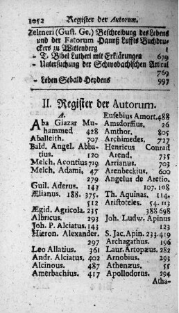 II. Register der Autorum.