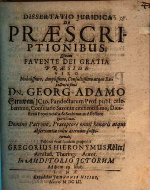 Disp. iur. de praescriptionibus