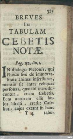 Breves In Tabulam Cebetis Notae