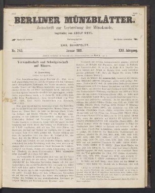 No. 245. Januar 1901.