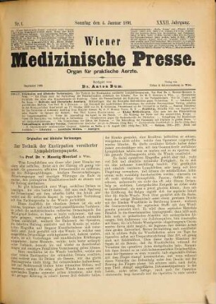 Wiener medizinische Presse : Organ für praktische Ärzte. 32. 1891
