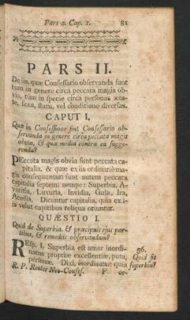 Pars II. De iis quae Confessario observanda sunt tum in genere circa peccata magis ...