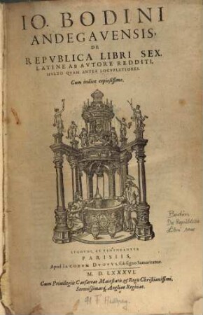 Io. Bodini Andegavensis, De Repvblica Libri Sex
