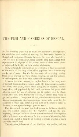 The fish and fisheries of Bengal