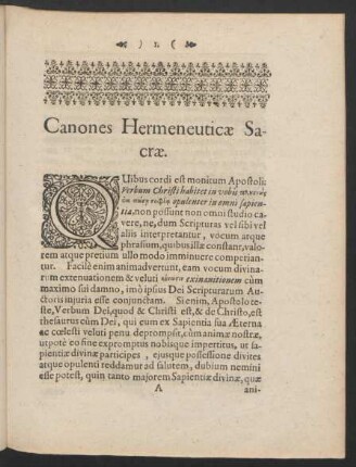 Canones Hermeneuticae Sacrae.