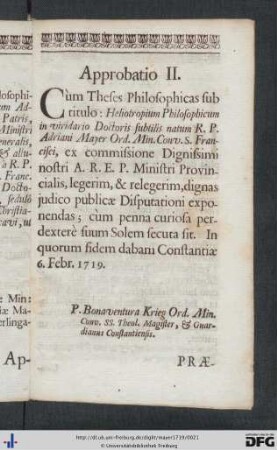 Approbatio II.
