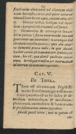 Cap. V. De Terra.