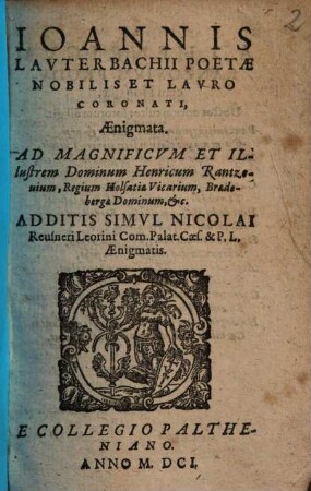 Ioannis Lauterbachii aenigmata