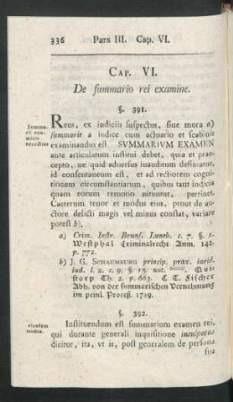 Cap. VI. De summario rei examine
