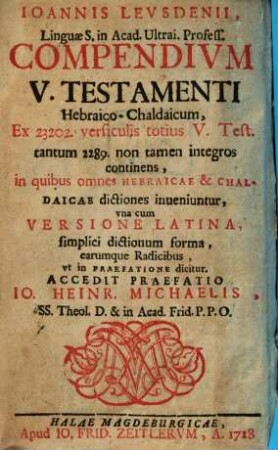 Compendium Veteris Testamenti Hebraeo-Chaldaicum