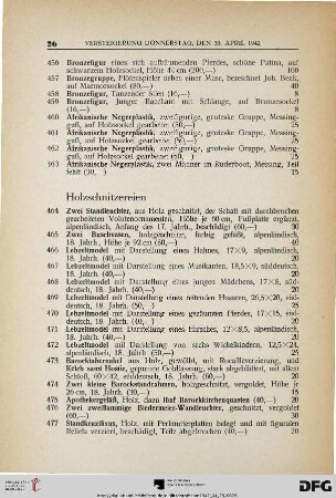 Holzschnitzereien (Nr. 464-479)