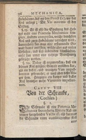 Caput VIII. Von der Schraube, (Cochlea.)