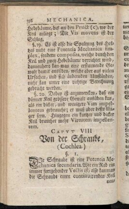 Caput VIII. Von der Schraube, (Cochlea.)