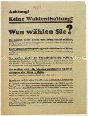 Aufruf der Zentrumspartei zur preußischen Landtagswahl 1932