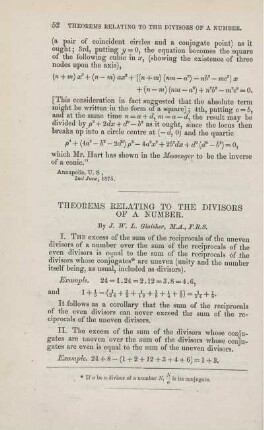 Theorems relating to the divisors of a number.