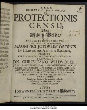 Dissertatio Iuris Publici De Protectionis Censu