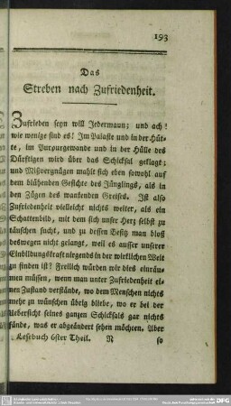 Das Streben nach Zufriedenheit