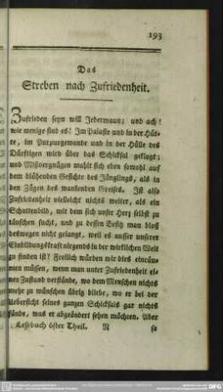 Das Streben nach Zufriedenheit