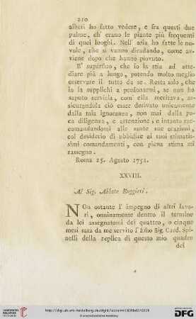XXVIII. Al Sig. Abbate Ruggieri