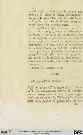 XXVIII. Al Sig. Abbate Ruggieri