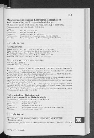 Aufbaustudium Kriminologie und Kontaktstudium Kriminologie
