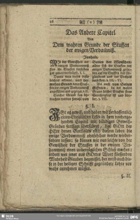 Das Andere Capitel Von Dem wahren Grunde der Stuffen der ewigen Verdaumiß