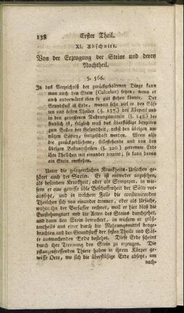 XI. Abschnitt. Von der Erzeugung der Steine und deren Nachtheil