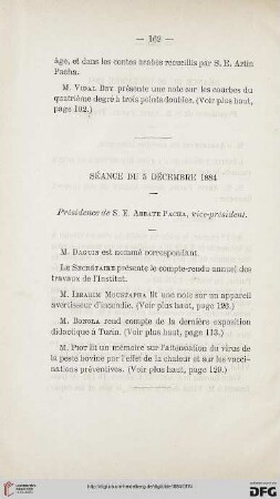 Séance du 5 Décembre 1884