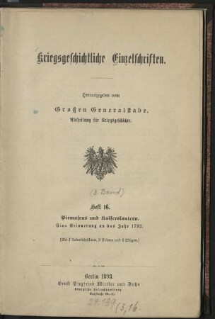 Pirmasens und Kaiserslautern : eine Erinnerung an das Jahr 1793