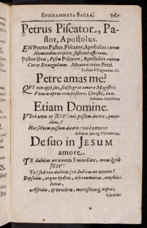 267-274, Petrus Piscator, Pastor, Apostolus
