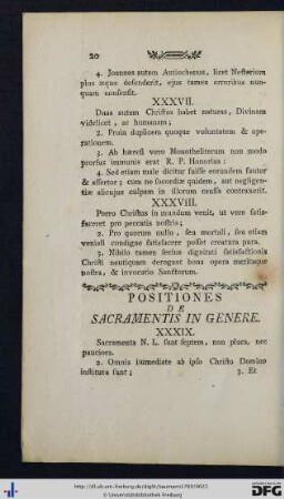 Positiones De Sacramentis In Genere.