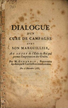 Dialogue d'un curé de campagne avec son marguillier