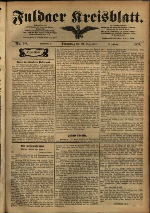 Erste Ausgabe vom Donnerstag, den 19. Dezember 1907.