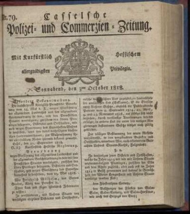Nr. 79, Sonnabend, den 3ten October 1818