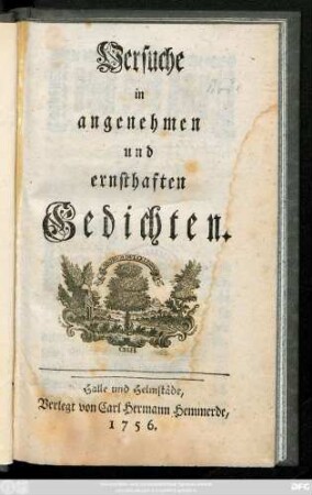 Versuche in angenehmen und ernsthaften Gedichten