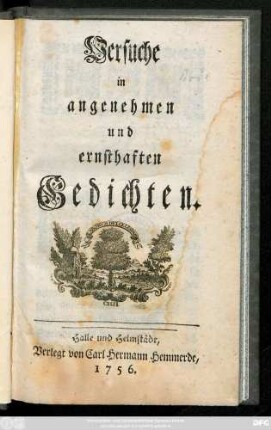 Versuche in angenehmen und ernsthaften Gedichten