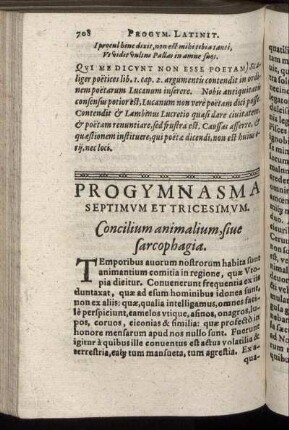 Progymnasma Septimum Et Tricesimum. Concilium animalium, siue sarcophagia.