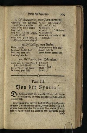 Pars III.: Von der Syntaxi